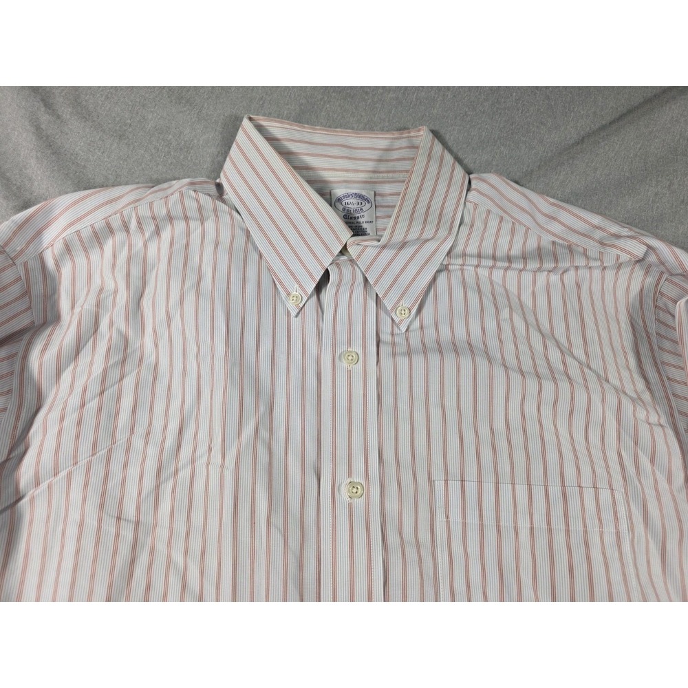 Brooks Brothers Classic Non-Iron The Original Polo Shirt 16.5-33 Blue Red Stripe